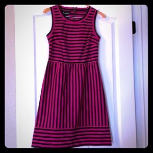 Bold black and pink ponte stripped dress